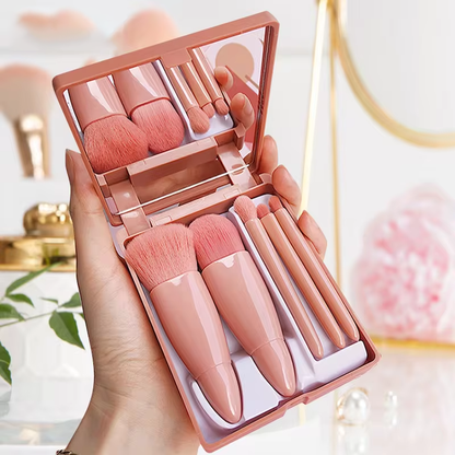 5-Piece Mini Makeup Brush Set with Portable Case