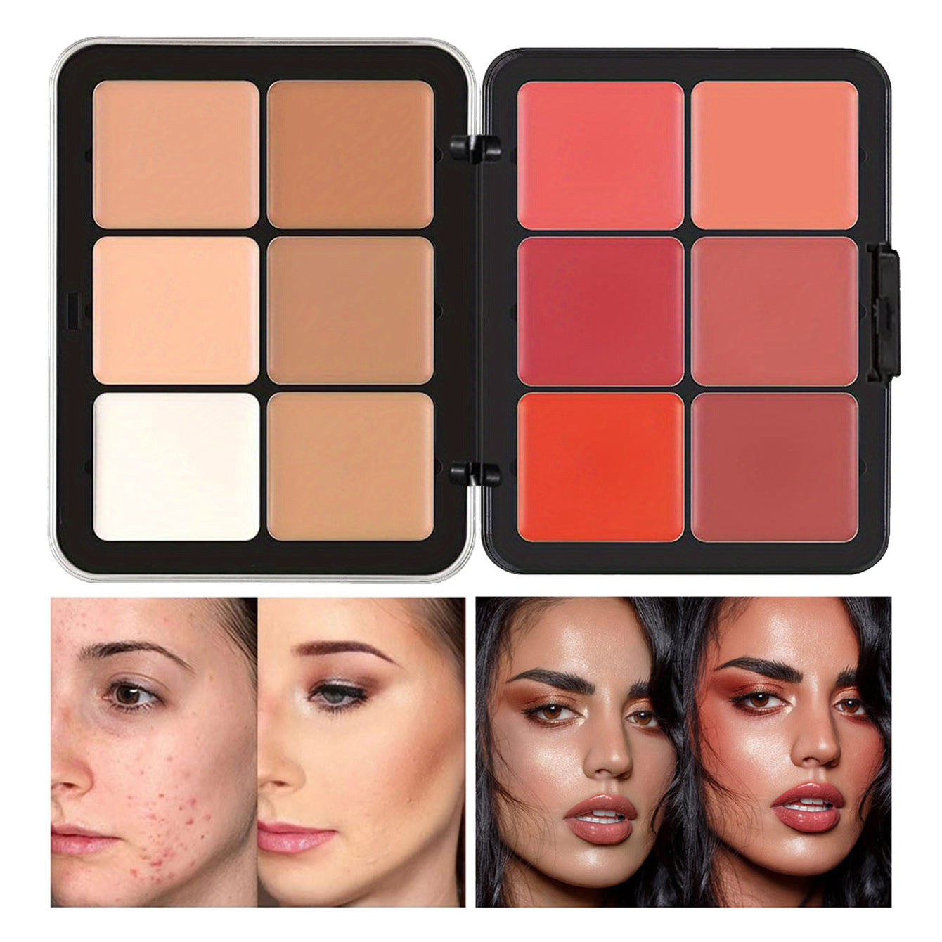 All-in-One Makeup Palette: Concealer, Blush, Highlights, Contour