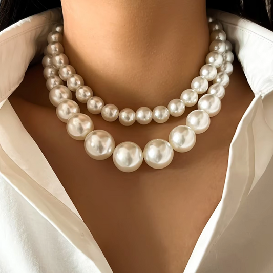 Big Pearl Double Layer Necklace