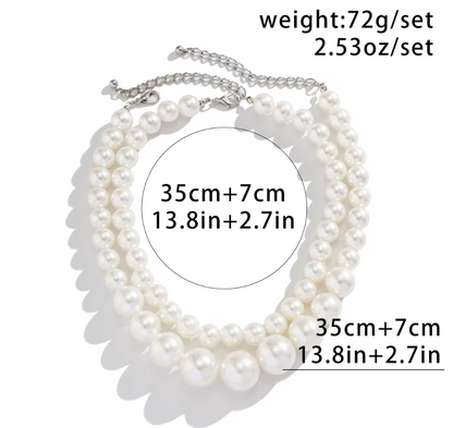 Big Pearl Double Layer Necklace