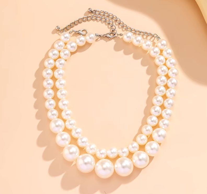 Big Pearl Double Layer Necklace